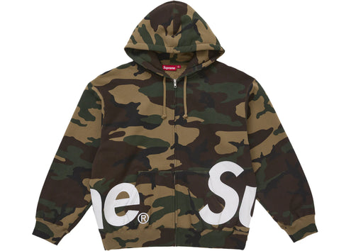 Supreme Big Logo Zip Up Hooded Sweatshirt Woodland Camo