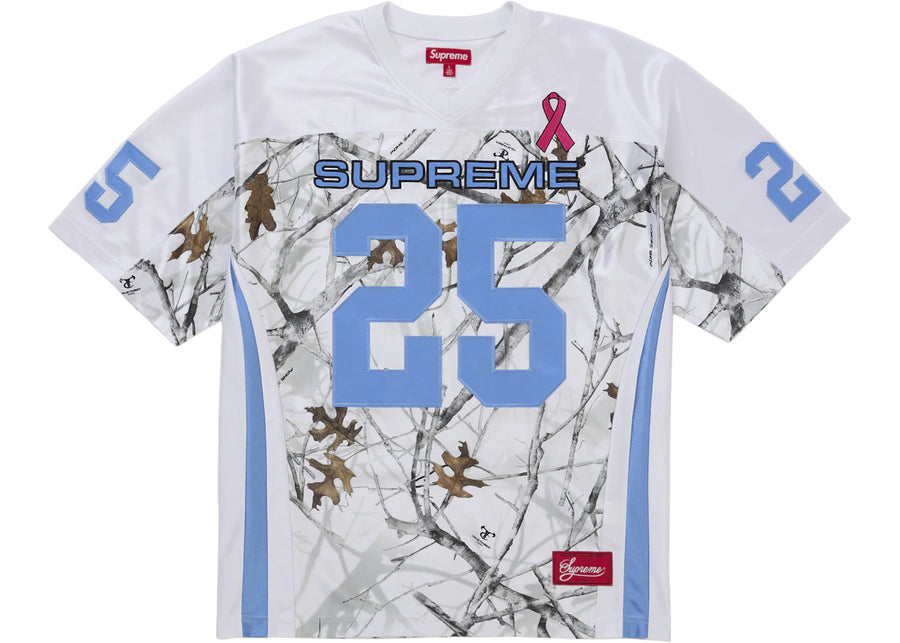 Maillot de football blanc Supreme pour la sensibilisation au cancer du sein