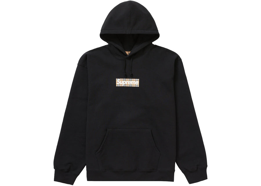 Sweat à capuche noir Supreme Burberry Box Logo