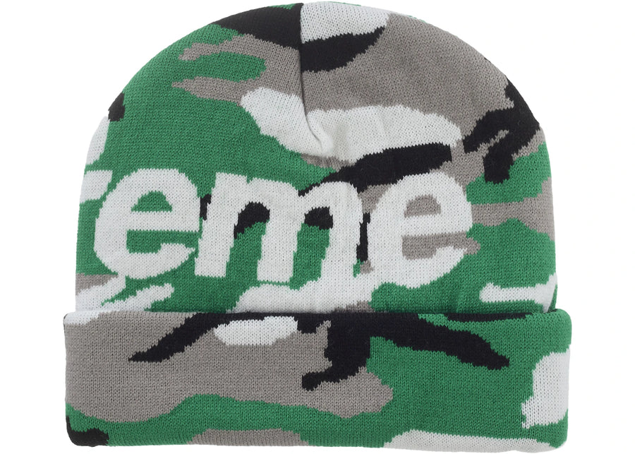 Supreme Camo Big Logo Beanie Green Camo