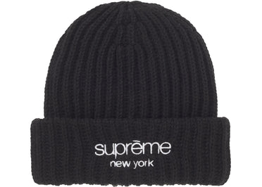 Supreme Chunky Rib Classic Logo Beanie Black