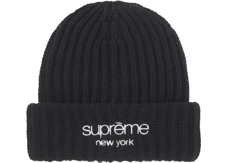 Supreme Chunky Rib Classic Logo Beanie Black