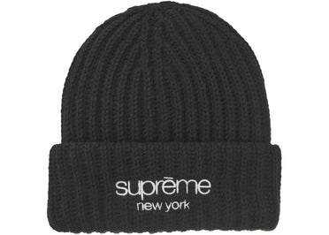 Supreme Classic Logo Chunky Ribbed Beanie (FW24) Black