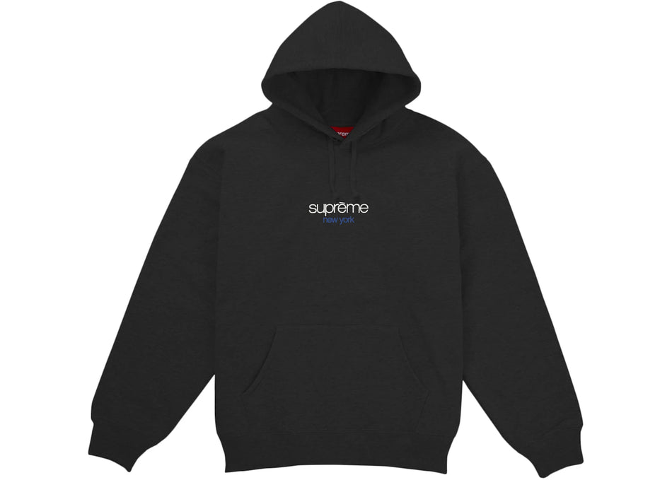 Supreme Classic Logo New York Shop Hooded Sweatshirt Black