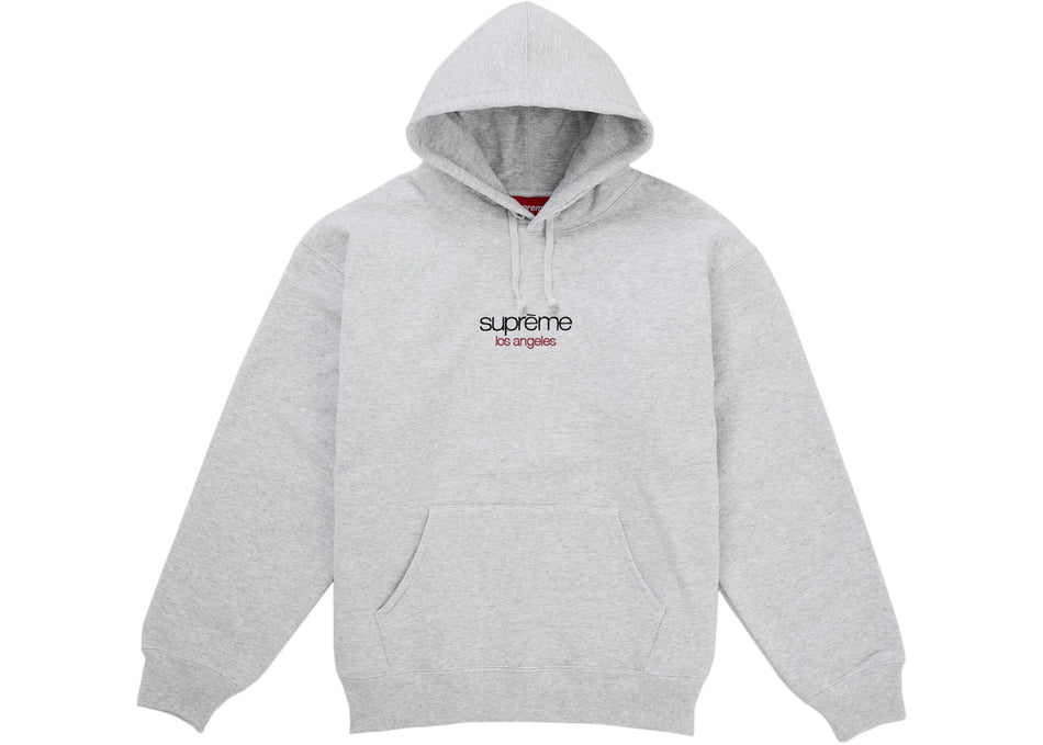 Supreme Classic Logo Los Angeles Shop Hooded Sweatshirt Heather Grey