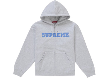 Supreme Collegiate Applique Zip Up Hooded Sweatshirt Ash Grey