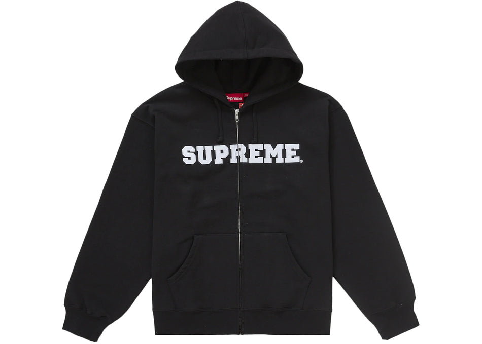 Supreme Collegiate Applique Zip Up Hooded Sweatshirt Black