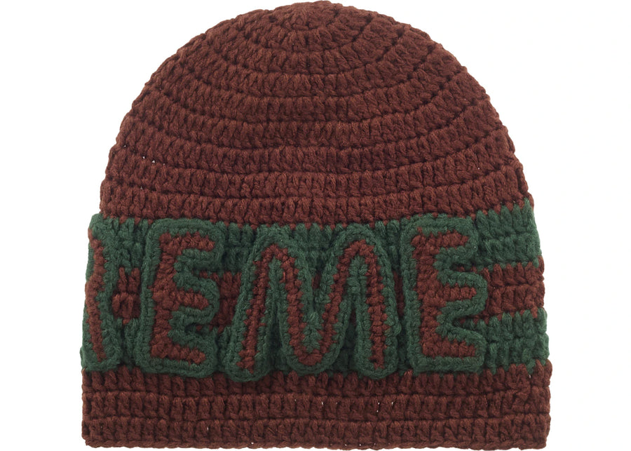 Supreme Crochet Logo Beanie Brown