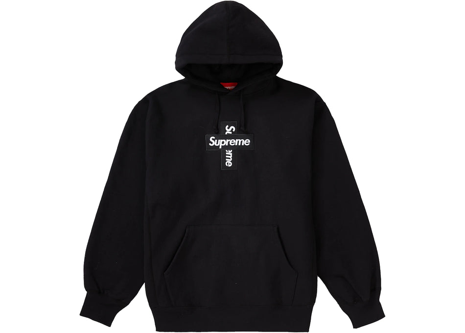 Supreme Cross Box Logo Hooded Sweatshirt Black