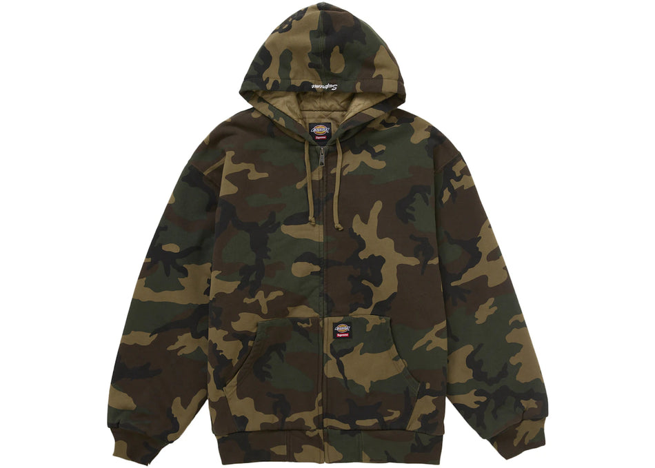 Supreme Dickies Quilted Lined Zip Up Hooded Sweatshirt (FW25) Woodland Camo