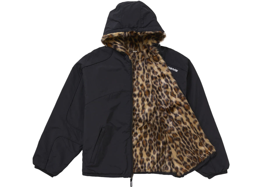 Supreme Faux Fur Reversible Hooded Track Jacket Black