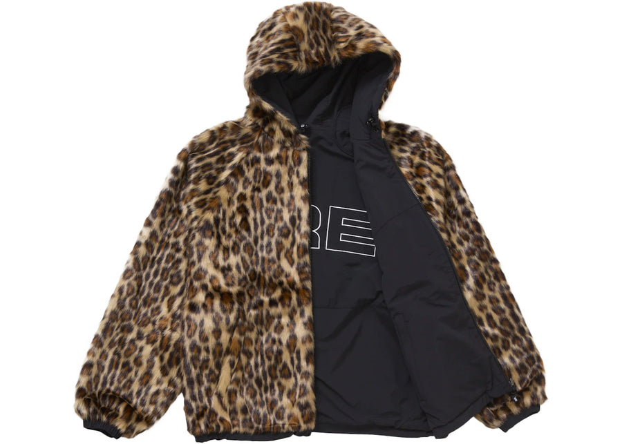 Supreme Faux Fur Reversible Hooded Track Jacket Black