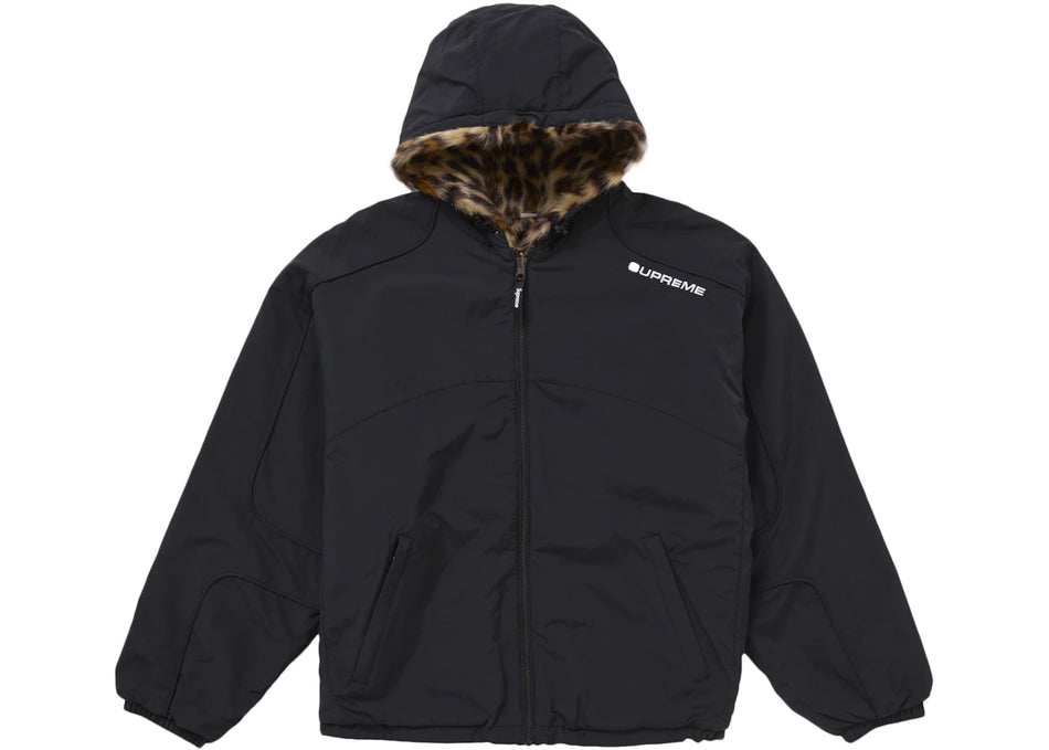 Supreme Faux Fur Reversible Hooded Track Jacket Black