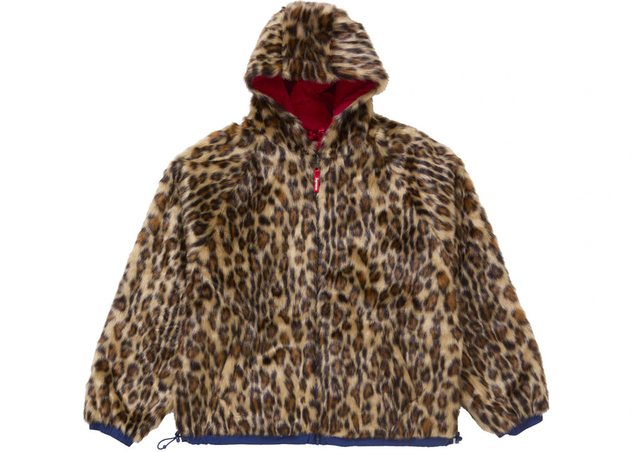 Supreme Faux Fur Reversible Hooded Track Jacket Red