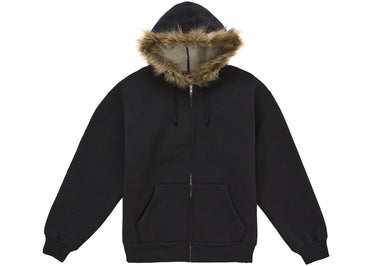 Supreme Faux Fur Zip Up Hooded Sweatshirt Black