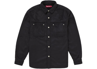 Chemise noire à boutons-pression en faux daim Supreme
