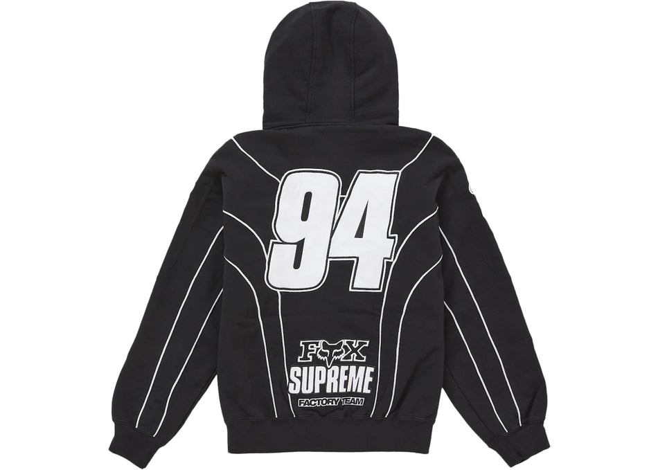 Supreme Fox Racing Zip Up Hooded Sweatshirt Black