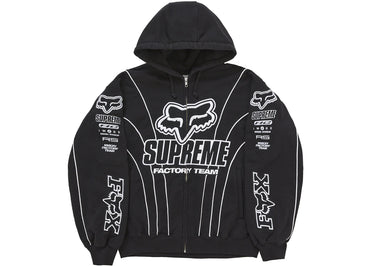Supreme Fox Racing Zip Up Hooded Sweatshirt Black
