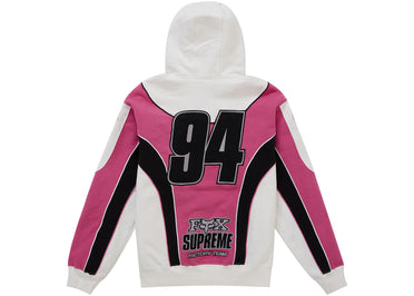 Supreme Fox Racing Zip Up Hooded Sweatshirt White