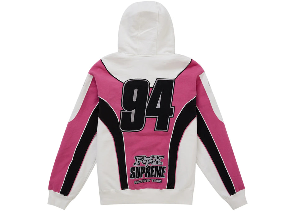 Supreme Fox Racing Zip Up Hooded Sweatshirt White