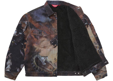 Supreme Frazetta Faux Shearling Lined Trucker Jacket Multicolor