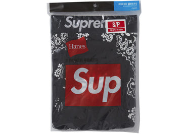 Supreme Hanes Bandana Boxer Briefs (2 Pack) Black