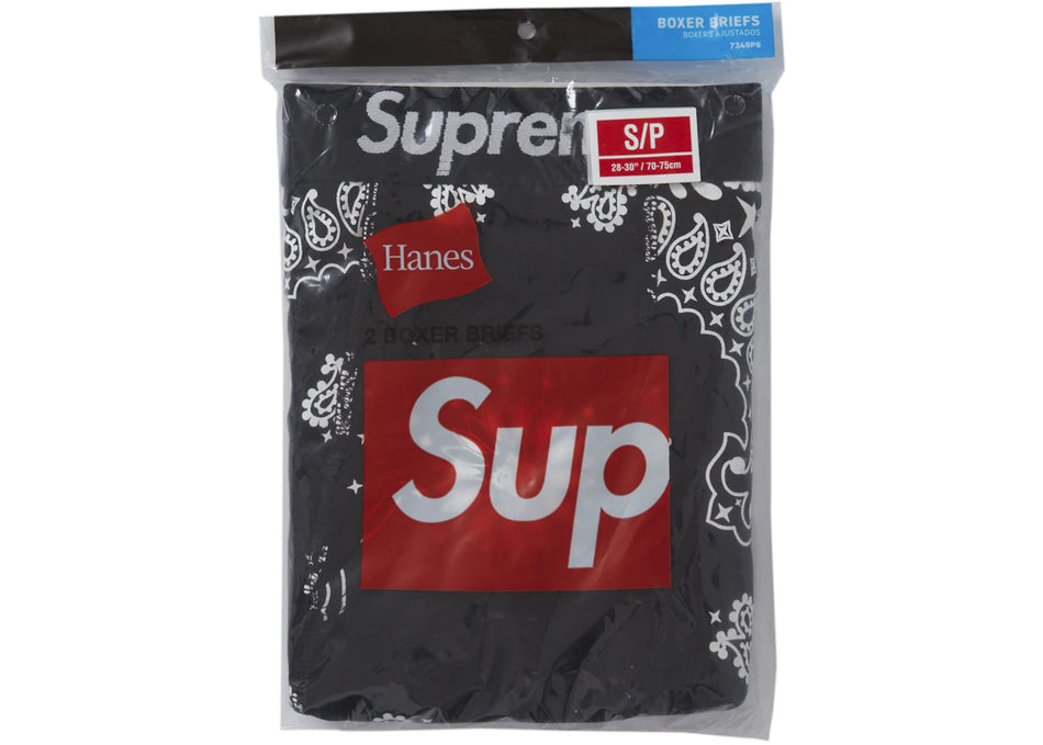 Supreme Hanes Bandana Boxer Briefs (2 Pack) Black