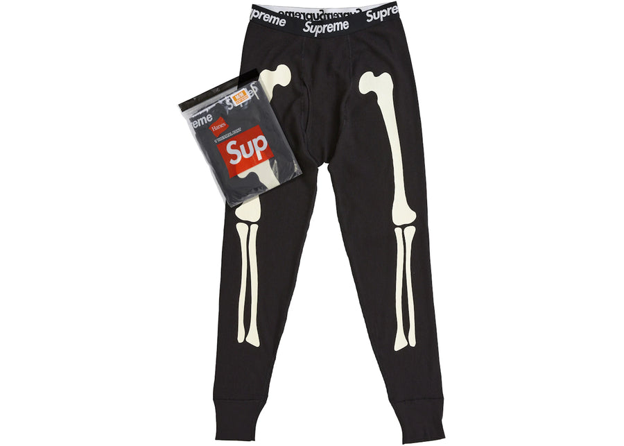 Pantalon thermique Supreme Hanes Bones FW25 (1 pièce) Noir