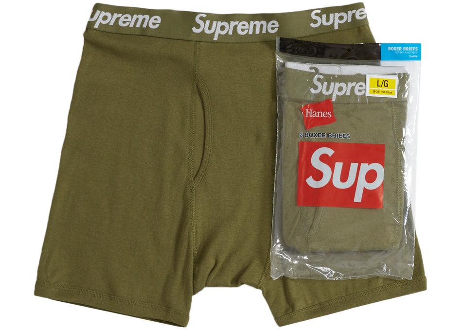 Supreme Hanes Boxer Briefs (2 Pack) Olive