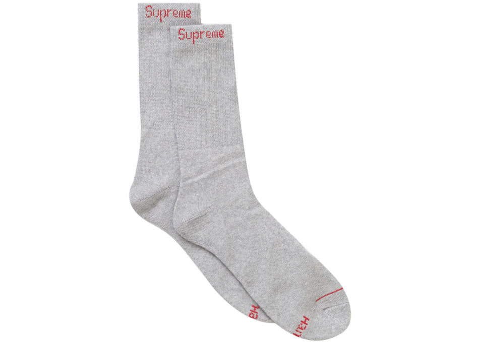 Supreme Hanes Crew Socks (4 Pack) Heather Grey