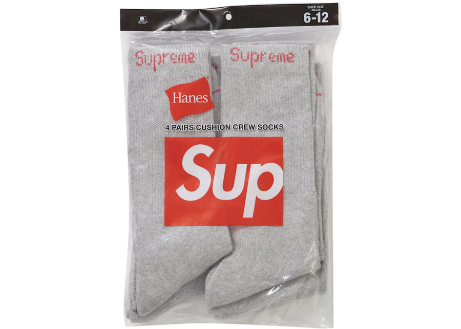 Chaussettes Supreme Hanes (lot de 4) Gris chiné