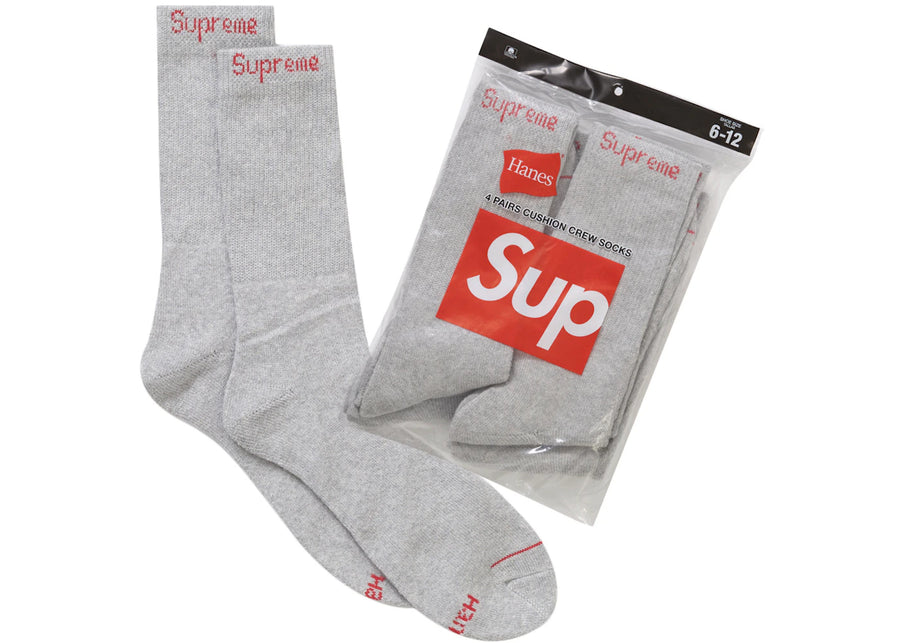 Chaussettes Supreme Hanes (lot de 4) Gris chiné