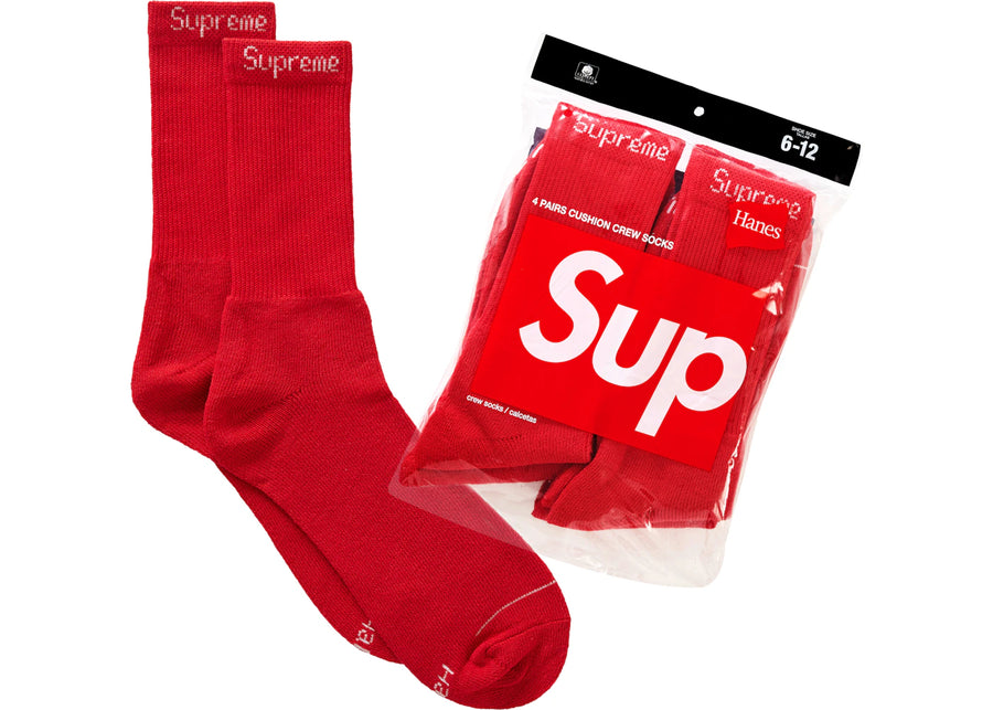 Chaussettes Supreme Hanes (lot de 4) rouges