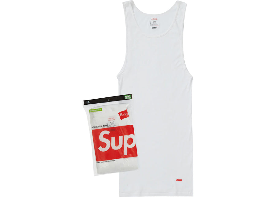 Débardeurs Supreme Hanes sans étiquette (lot de 3) blancs