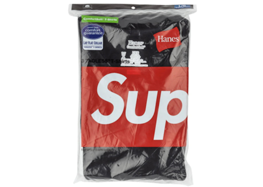 T-shirts Supreme Hanes sans étiquette (lot de 3) Noir