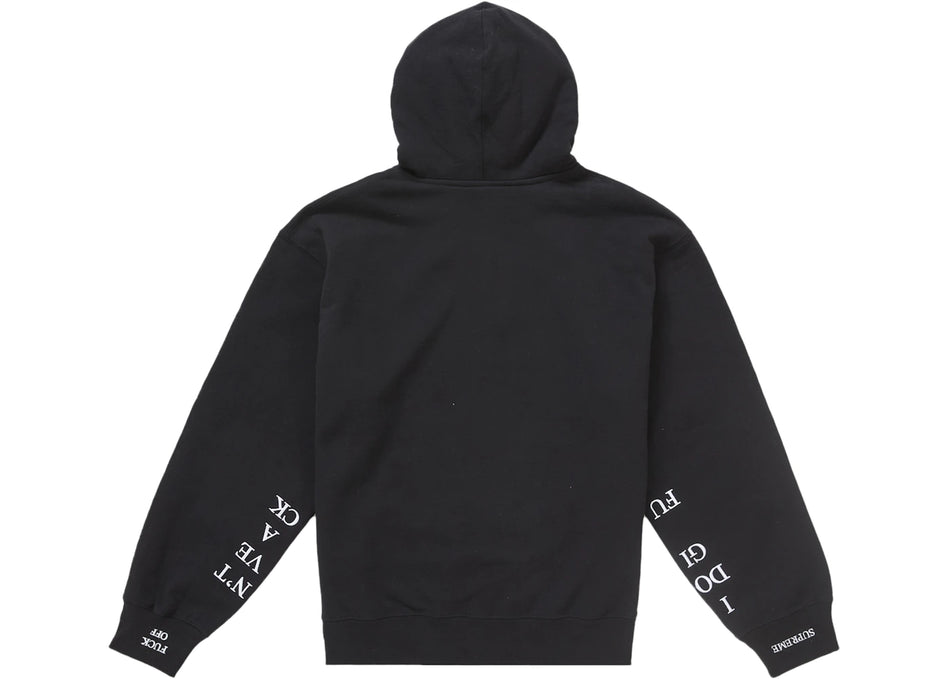Supreme IDGAF Zip Up Hooded Sweatshirt Black