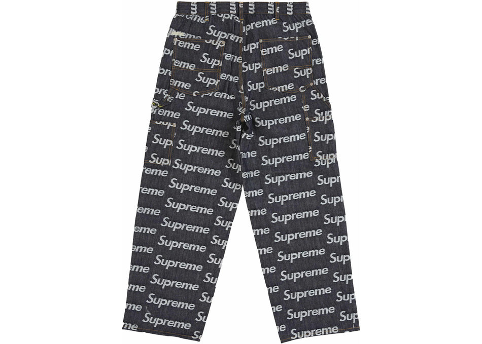 Supreme Jacquard Logos Double Knee Denim Painter Jean Rigid Indigo