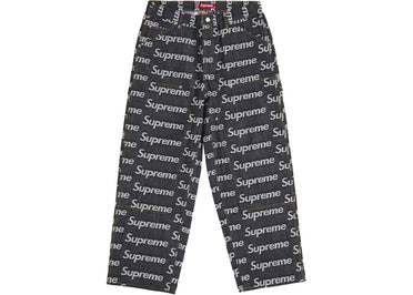 Supreme Jacquard Logos Double Knee Denim Painter Jean Rigid Indigo