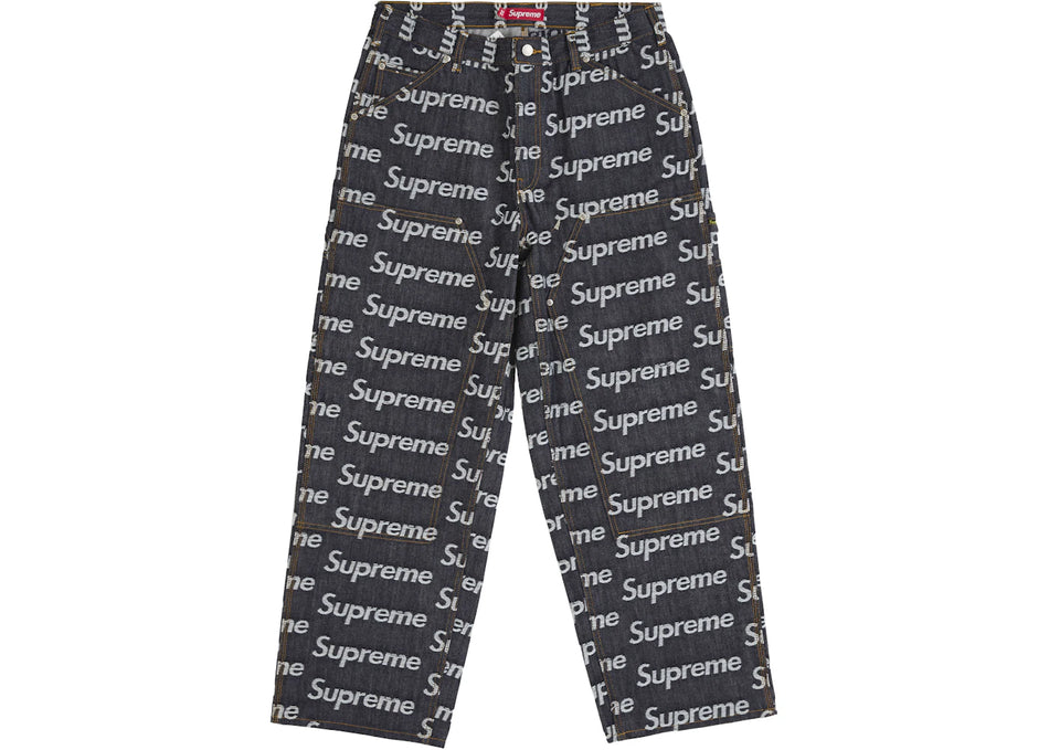 Supreme Jacquard Logos Double Knee Denim Painter Jean Rigid Indigo