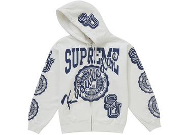 Supreme Knowledge Reigns Zip Up Hooded Sweatshirt White