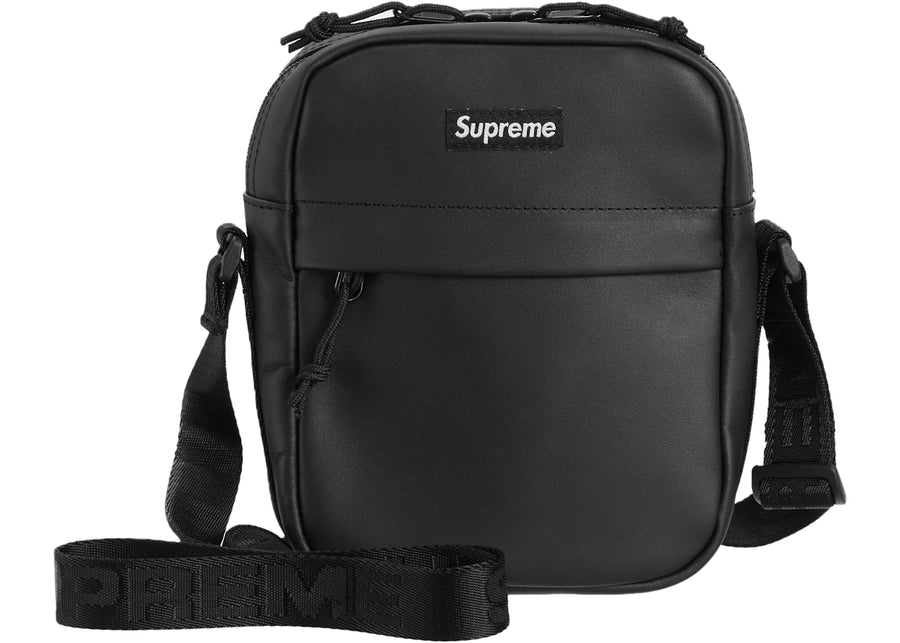 Sac bandoulière Supreme en cuir noir