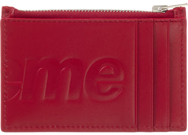 Supreme Leather Zip Card Holder Red