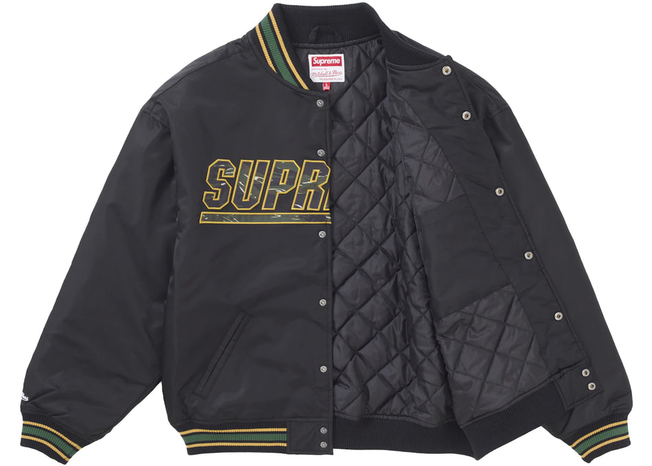 Supreme Mitchell & Ness Camo Logo Varsity Jacket Black