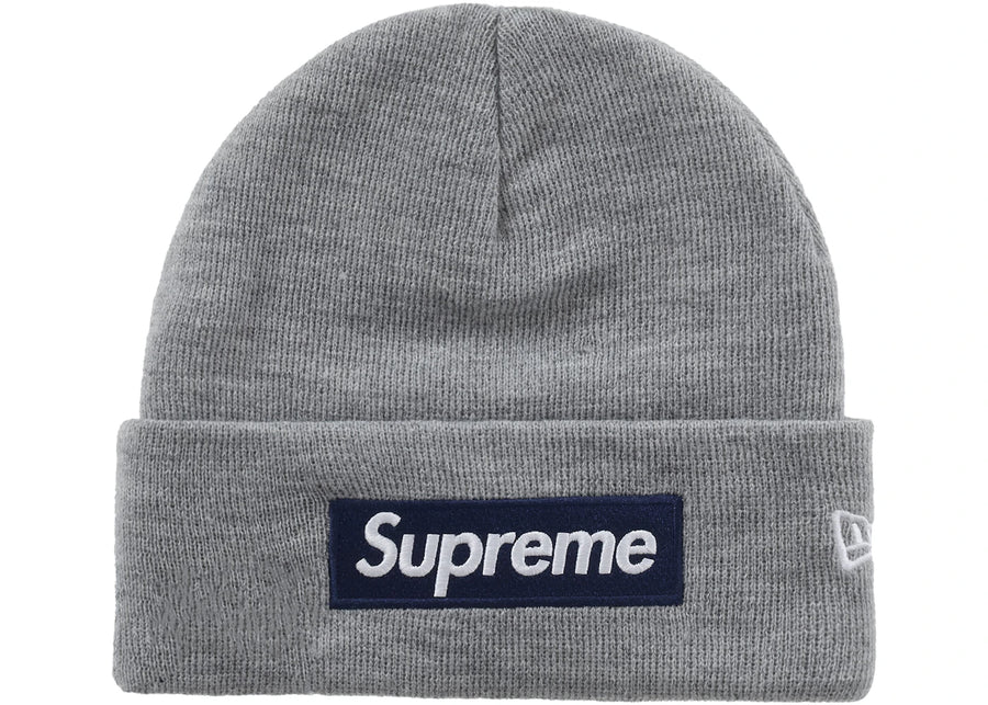 Bonnet Supreme New Era Box Logo (FW25) Gris chiné