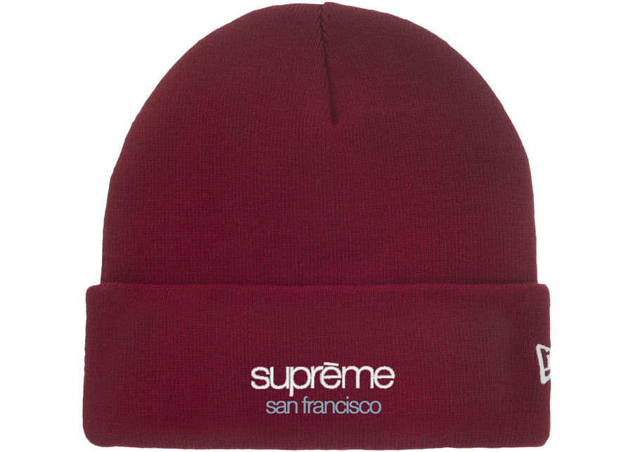 Bonnet Supreme New Era Classic Logo Shop rouge foncé