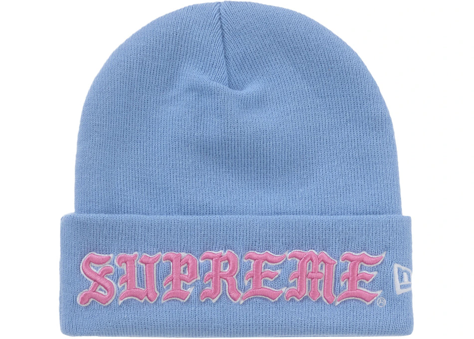 Supreme New Era Old English Beanie Blue