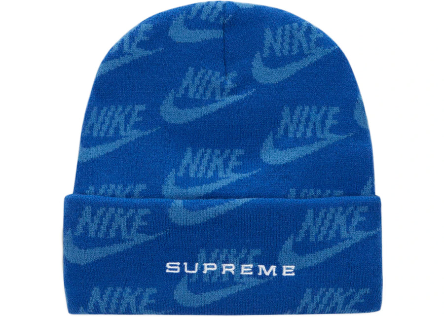 Supreme Nike Jacquard Logos Beanie Blue