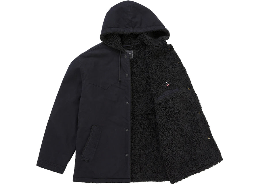 Supreme Number (N)ine Faux Shearling Hooded Coat Black