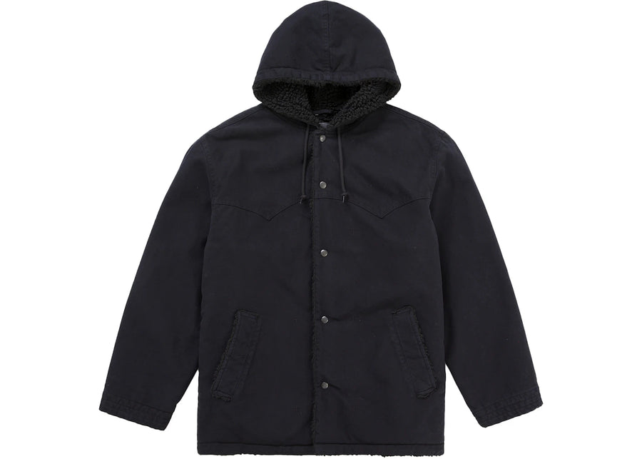 Supreme Number (N)ine Faux Shearling Hooded Coat Black