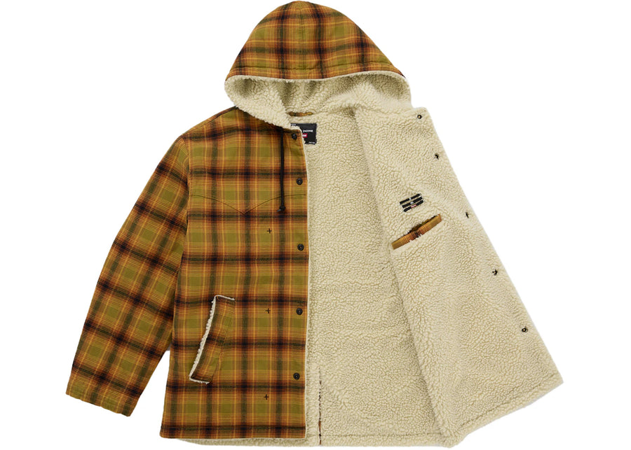 Supreme Number (N)ine Faux Shearling Hooded Coat Brown